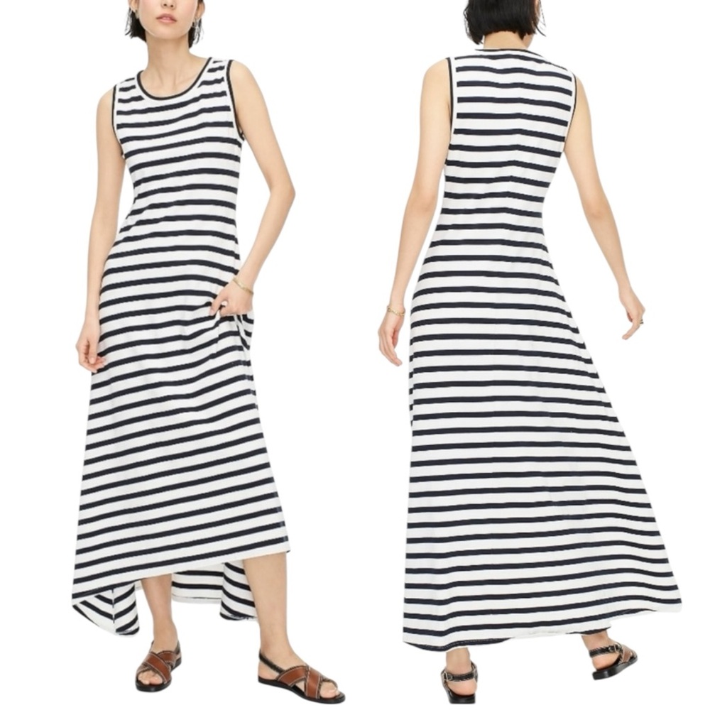 J. CREW High-Low‎ Striped Jersey Maxi Dress. Size Medium